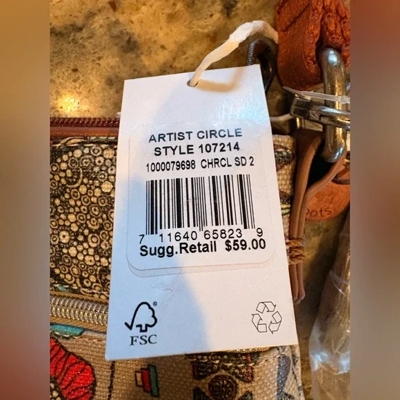 NWT Sakroots Artists Circle Crossbody, Charcoal Owl - Picture 7 of 12